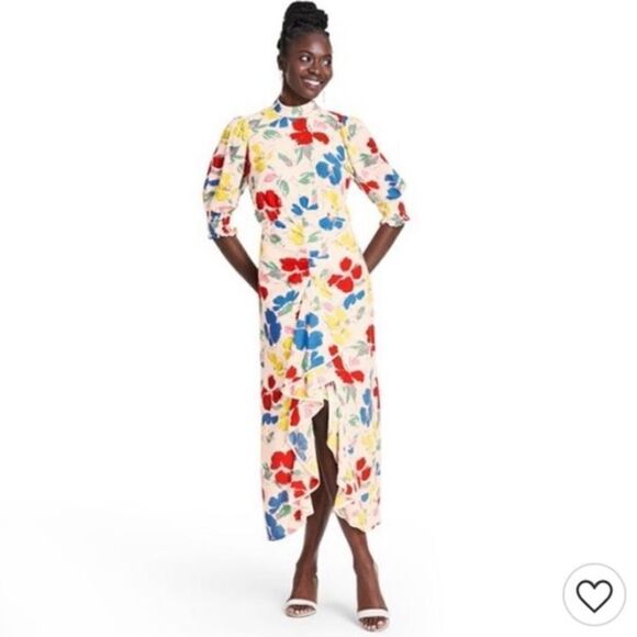 NWT RIXO For Target Floral Mock Neck Cascade Dress Size 8 - Picture 10 of 16